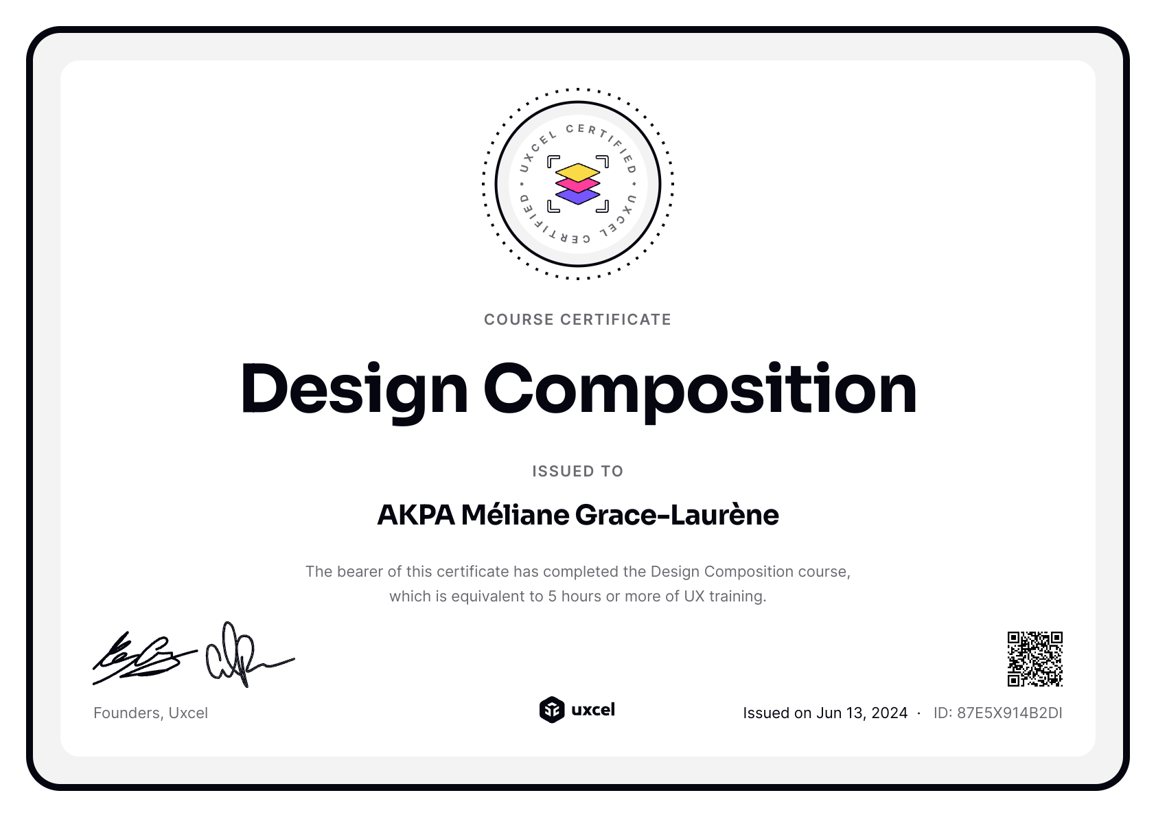 AKPA Méliane Grace-Laurène's certificate